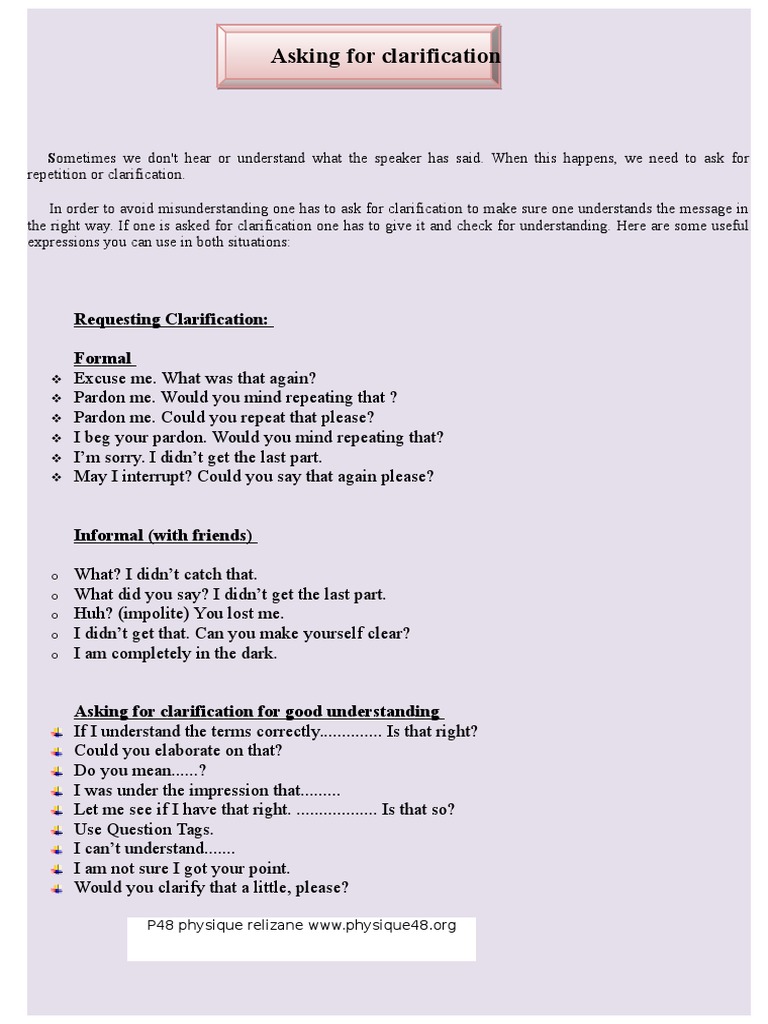3AM Asking For Clarification | PDF