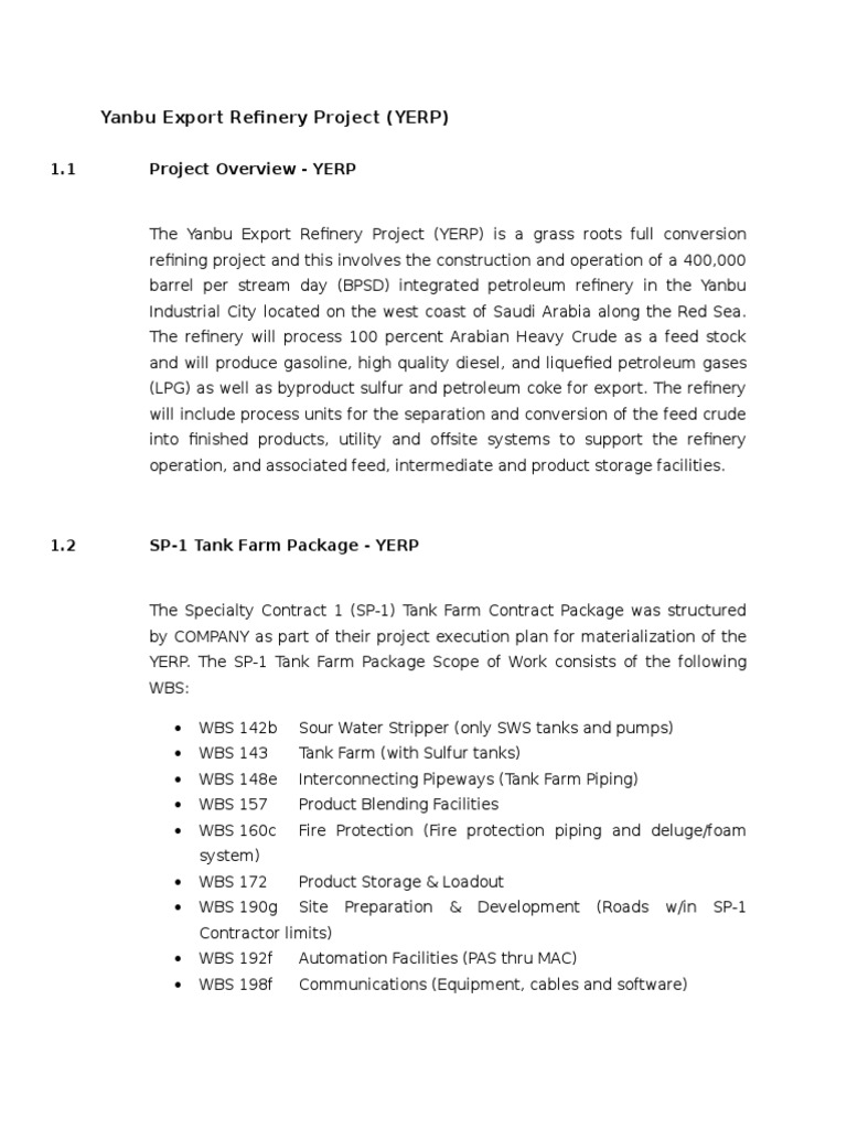 Yanbu Export Refinery Project Overview | PDF | Business