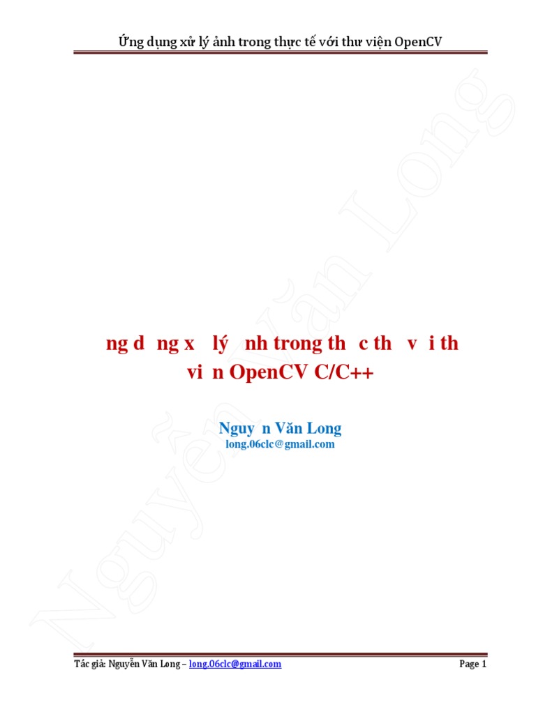 Ung Dung Xu Ly Anh Trong Thuc Te Voi Thu Vien OpenCV | PDF