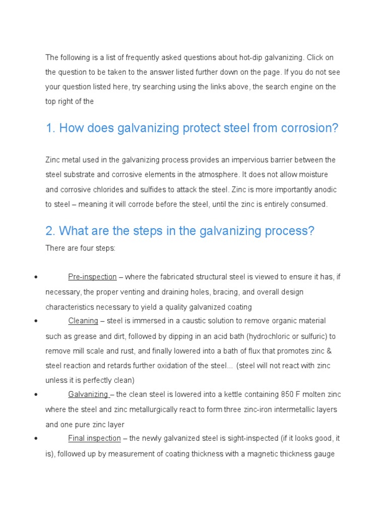 How Does Galvanizing Protect Steel From Corrosion? PDF Galvanization Rust