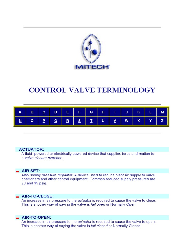 Control Valve Terminology Valve Actuator