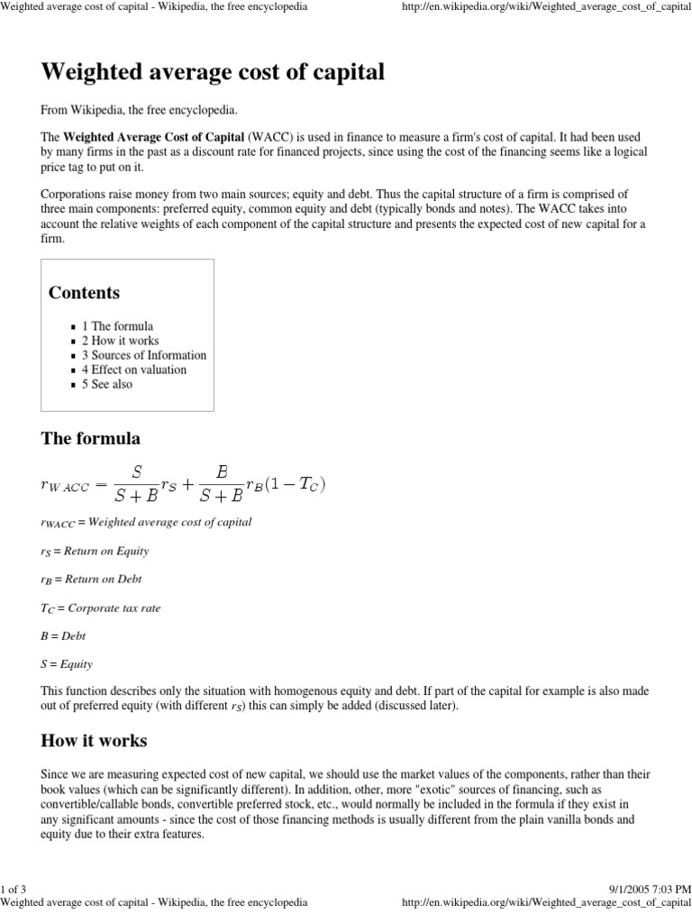 Weighted Average Cost of Capital | PDF | Cost Of Capital | Stocks