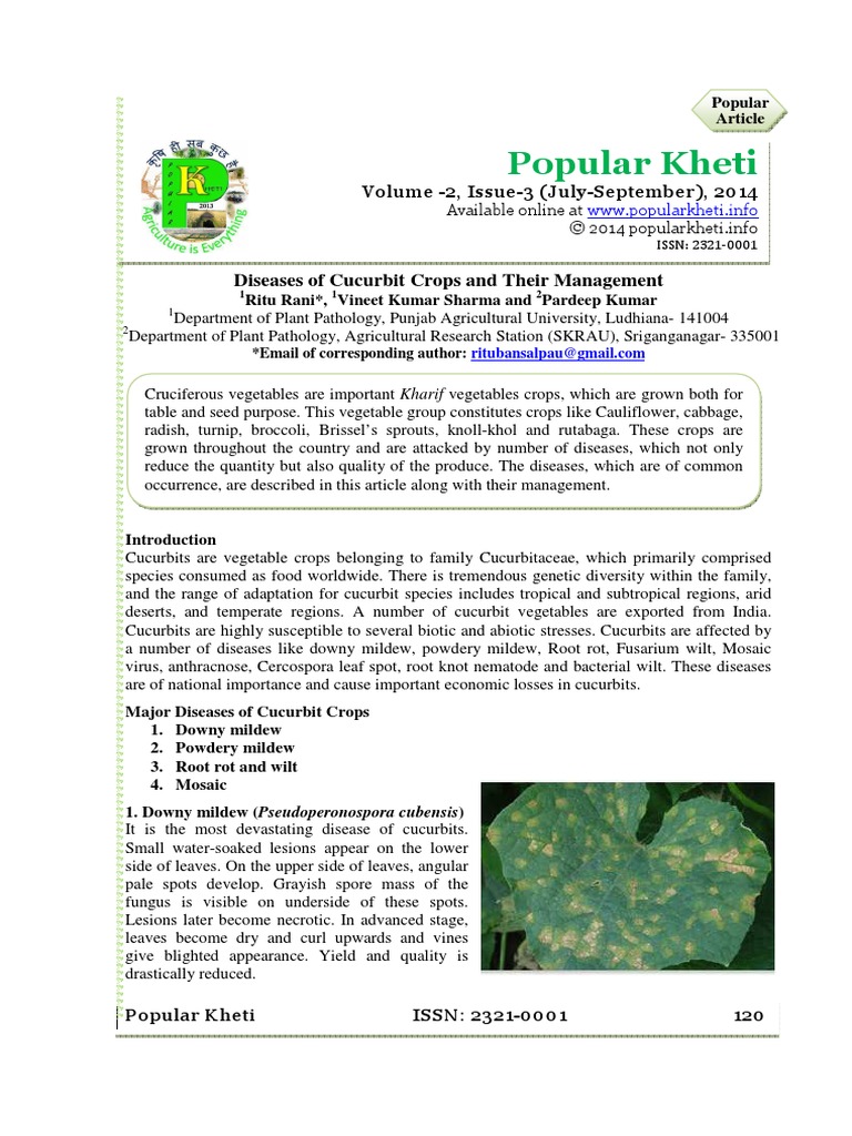 Diseases of Cucurbit Crops and Their Management | PDF | Botany | Crops