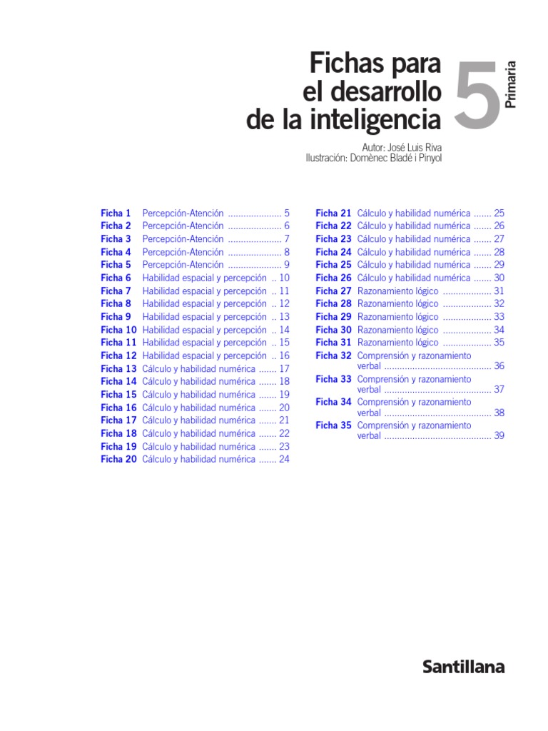 Fichas Santillana - Desarrollo Inteligencia 5 Primaria | PDF | Ajedrez ...