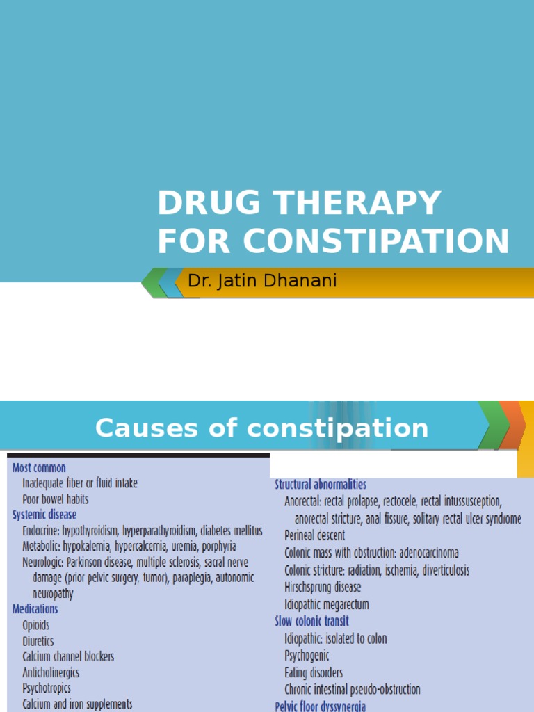 Drug Therapy for Constipation Constipation Dietary Fiber