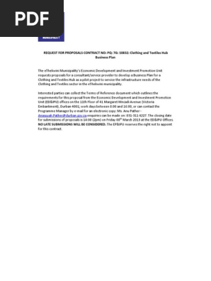 Clothing and Textiles Hub Business Plan