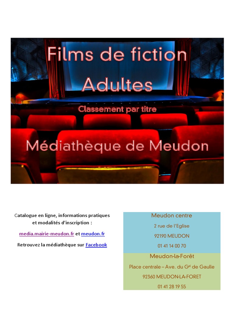 Films de Fiction de La Médiathèque de Meudon PDF Cinéma Loisirs