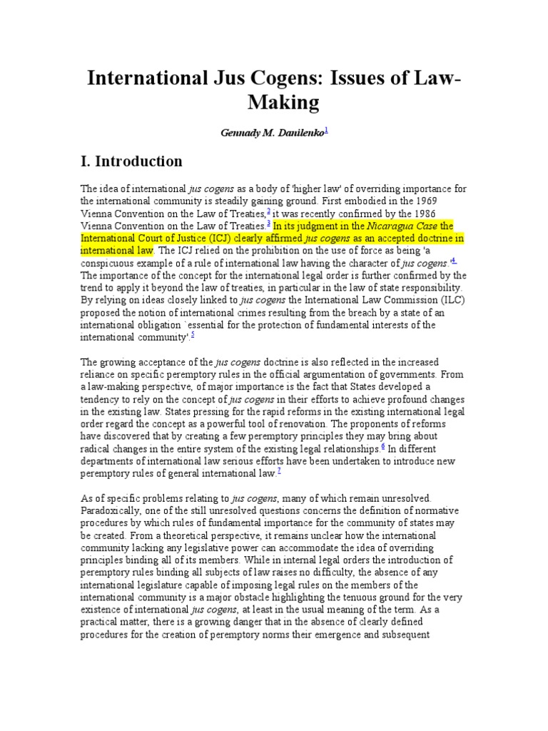 International Jus Cogens PDF International Law Treaty