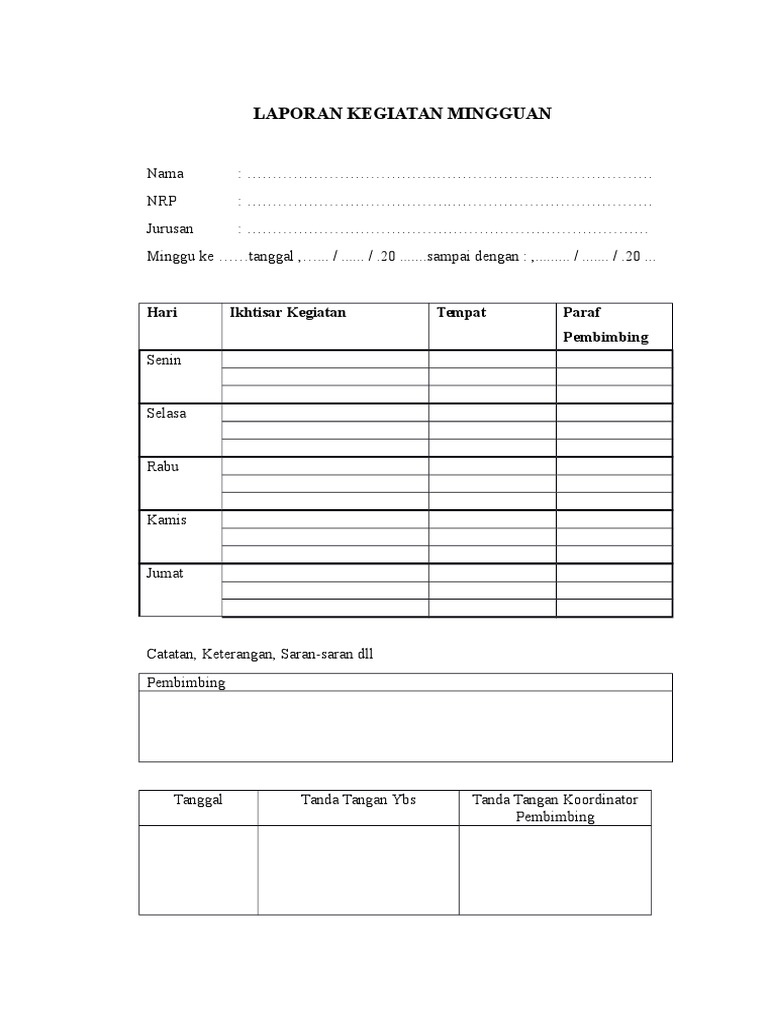 Laporan Kegiatan Mingguan