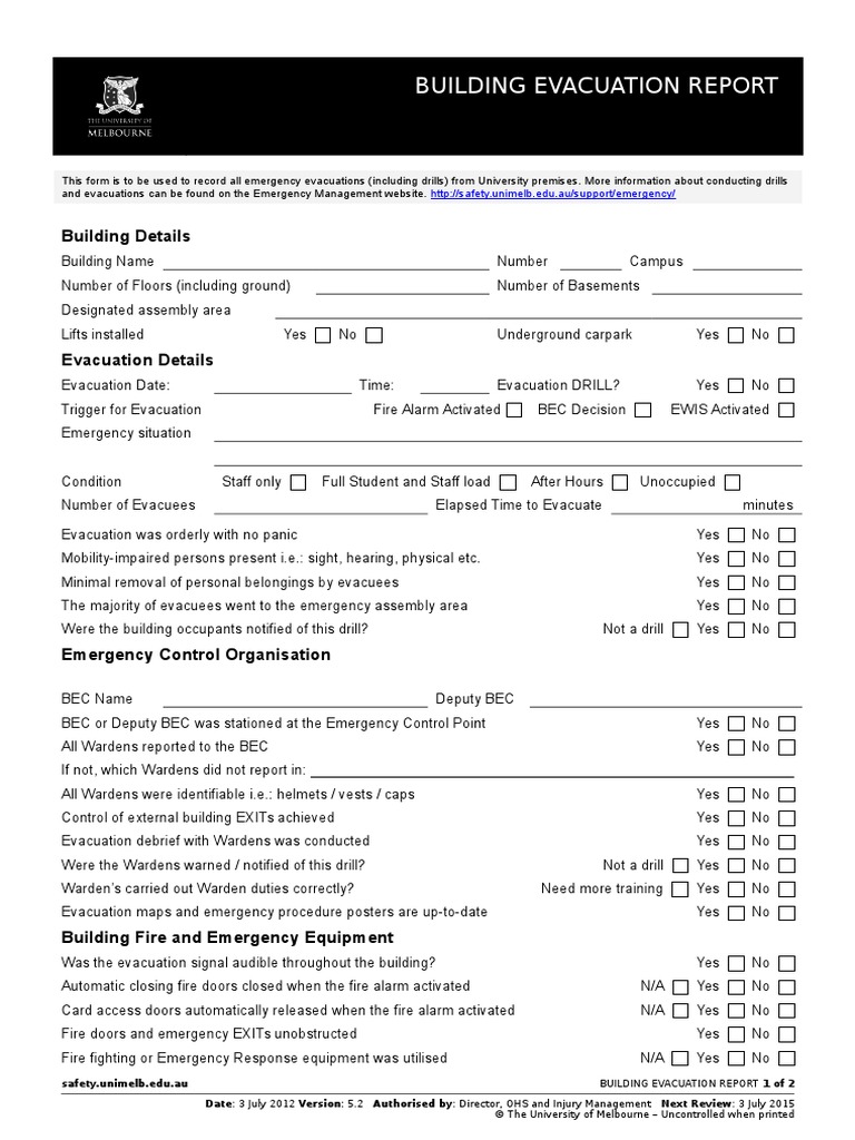 Evacuation Report Emergency Evacuation Emergency Services