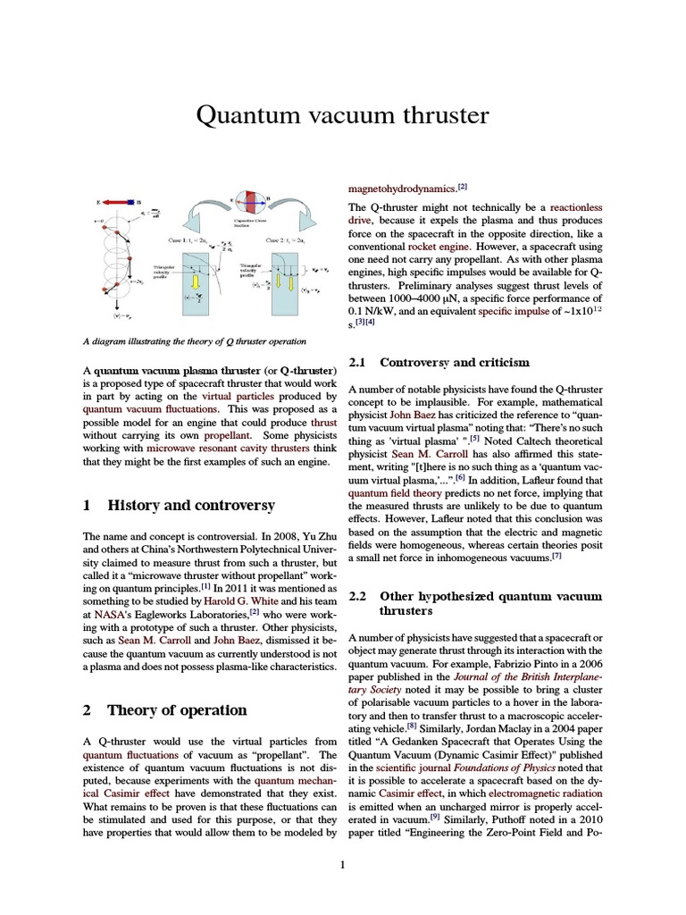 Quantum Vacuum Thruster PDF Physics Physical Sciences
