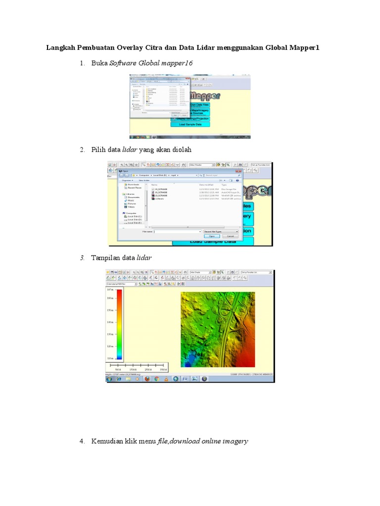 Langkah Pembuatan Overlay Data Lidar Menggunkan Global Mapper16 | PDF