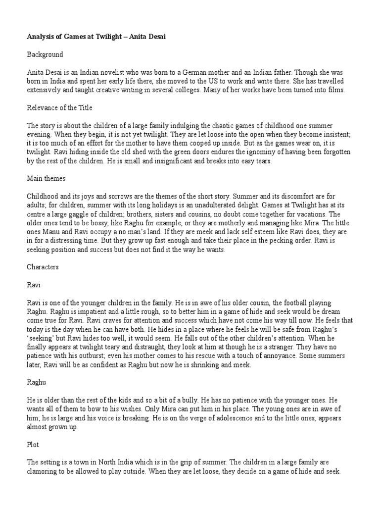 Games at Twilight | PDF | Narration | Psychological Concepts