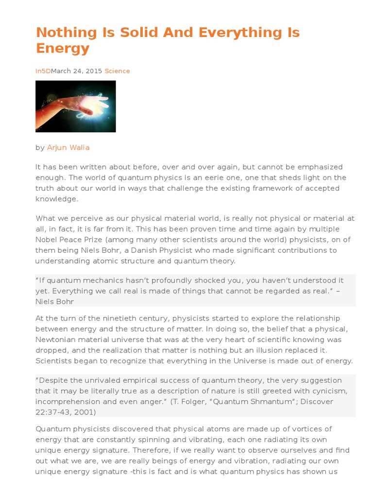 Nothing Is Solid and Everything Is Energy | PDF | Physics | Reality