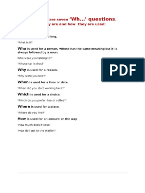 7 wh question words grammar pdf question verb