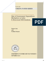 Size of Govt Expenditure Multipliers For India RBI WP07180913F PDF