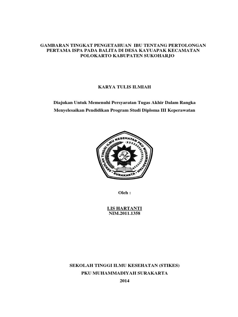 Contoh Kti Pengetahuan Ibu Pada Pencegahan Ispa Bayi