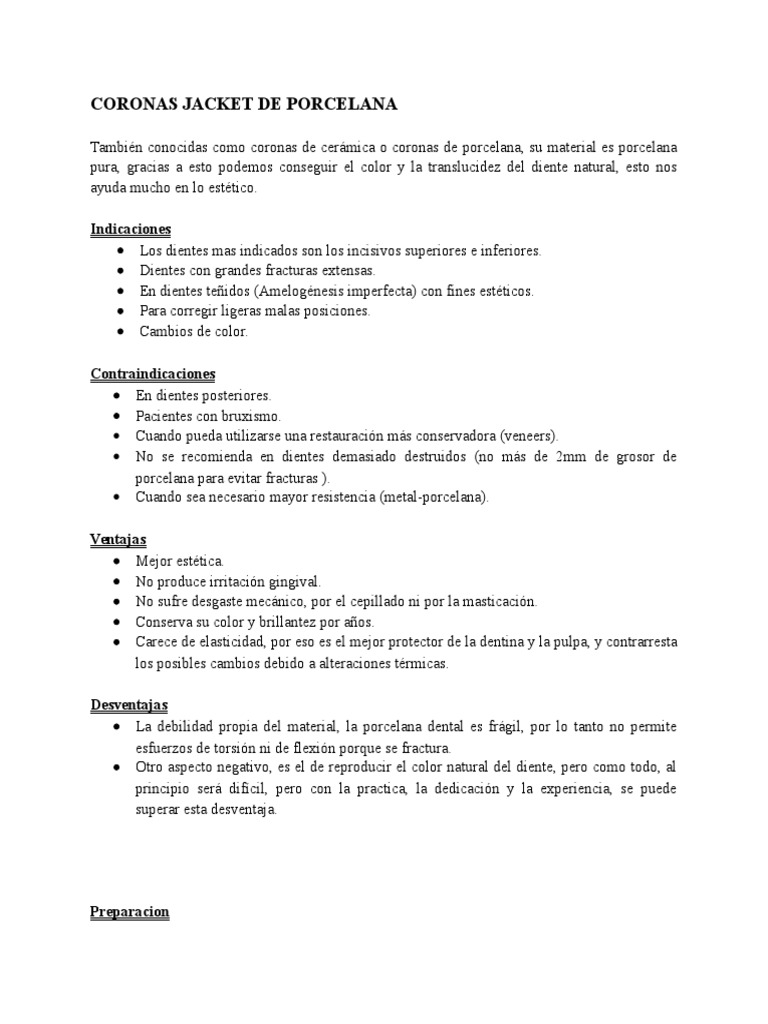 Coronas Jacket de Porcelana PDF Diente humano Aluminio