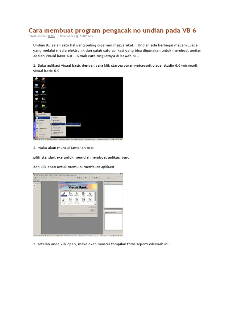 Cara Membuat Program Pengacak No Undian Pada VB | PDF