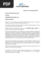 Carta de Presentación de Auditoría