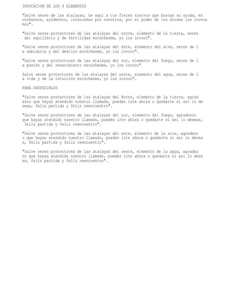 Invocación de los Cuatro Elementos | PDF | Religión y espiritualidad