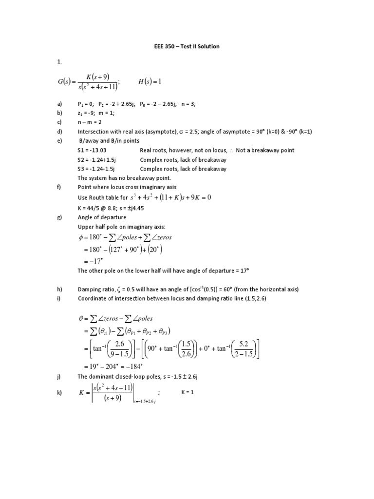EEE 350 Test II Solutions | PDF