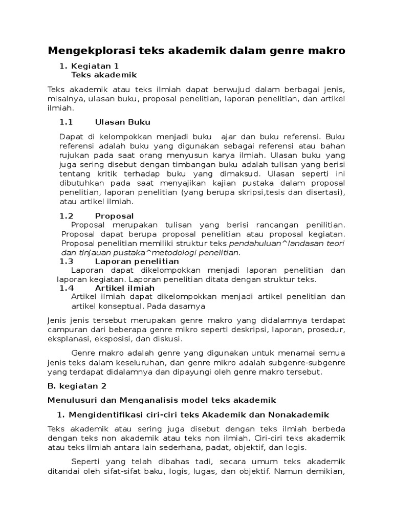 Contoh Teks Akademik Dan Non Akademik Mosaicone