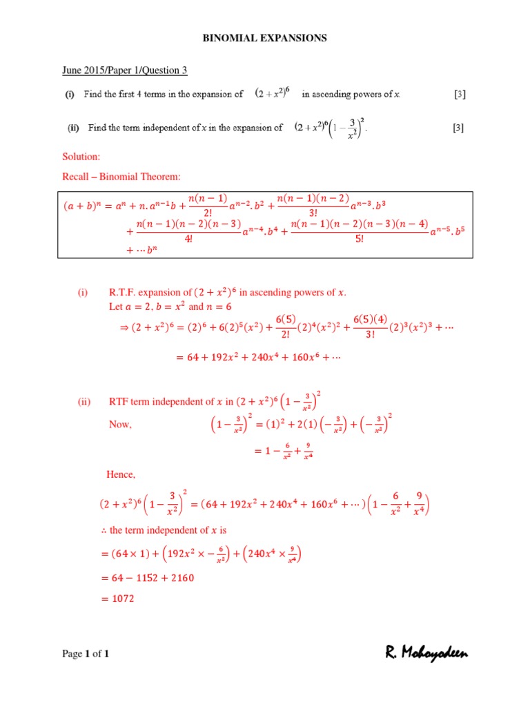 Binomial Expansions | PDF
