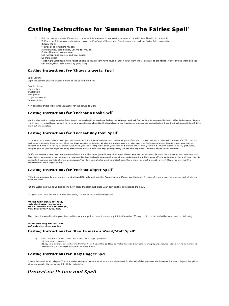 Casting Instructions For | PDF | Amulet | Magic (Paranormal)