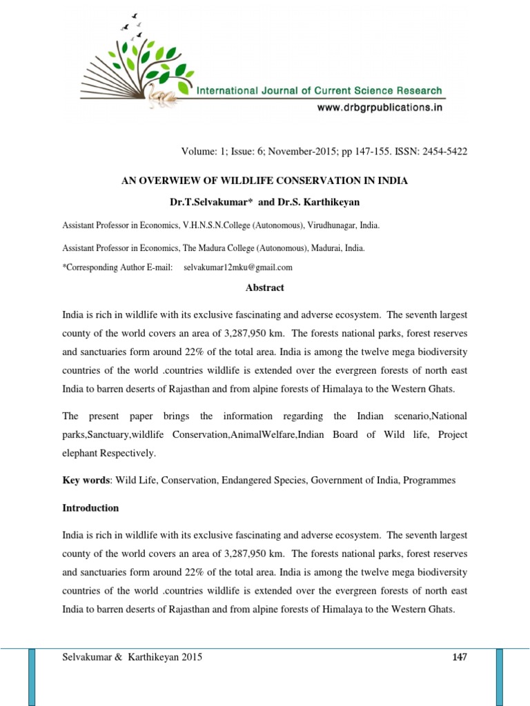 An Overwiew of Wildlife Conservation in India | PDF | Conservation ...