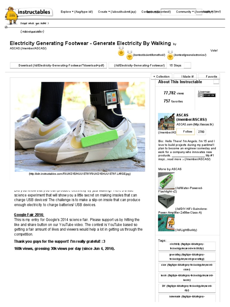 Electricity Generating Footwear Generate Electricity by Walking