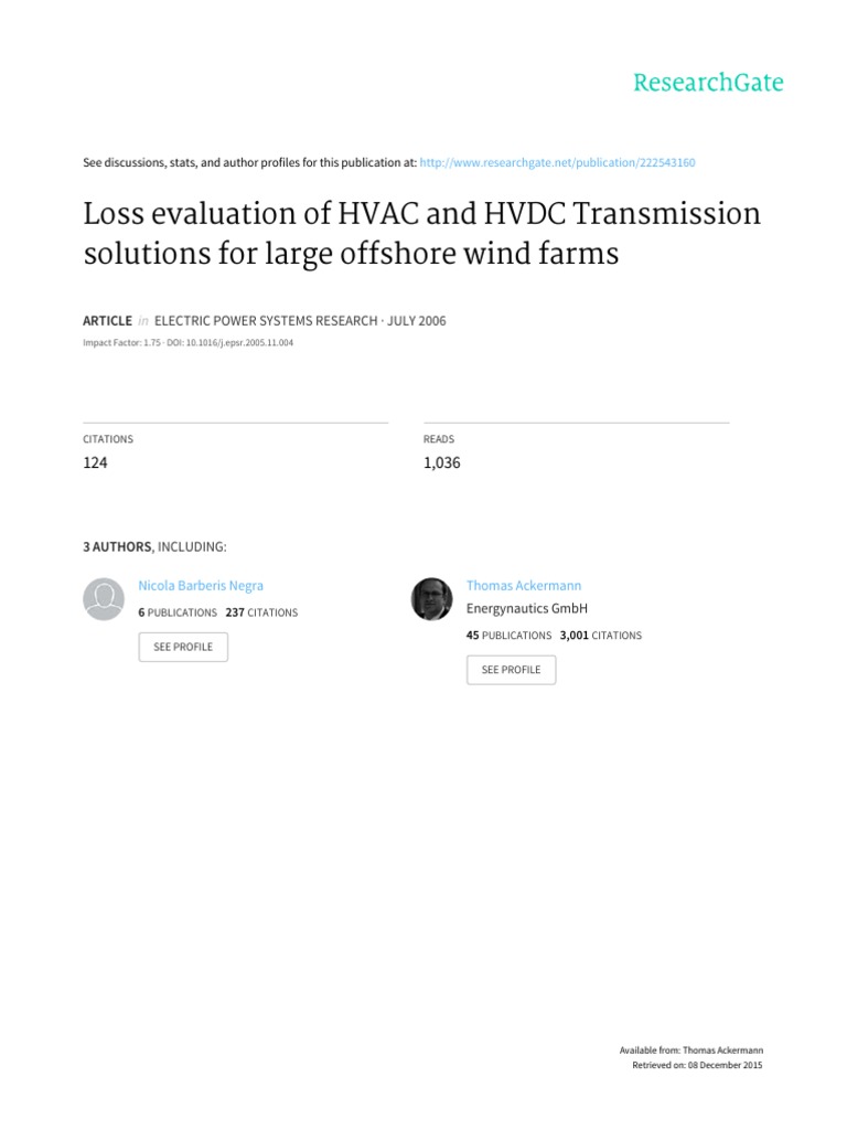 HVDC vs HVAC for Offshore Wind Farms | PDF | High Voltage Direct ...