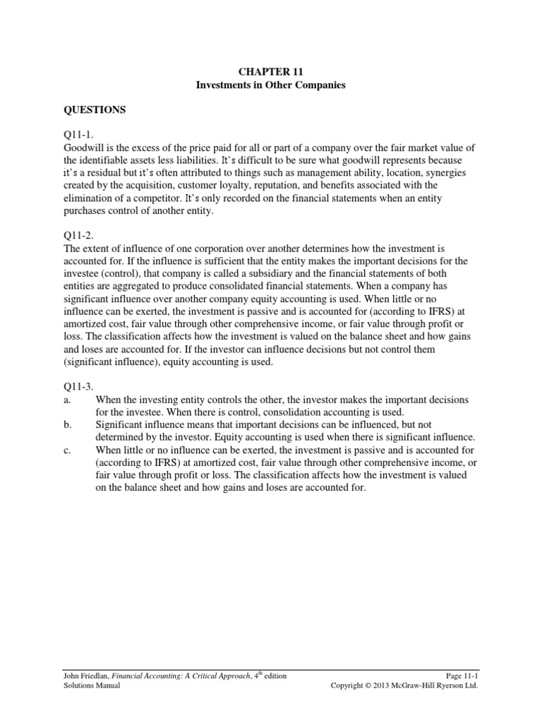 ACTG5100 Friedlan4e SM Ch11 | PDF | Business | Finance & Money Management