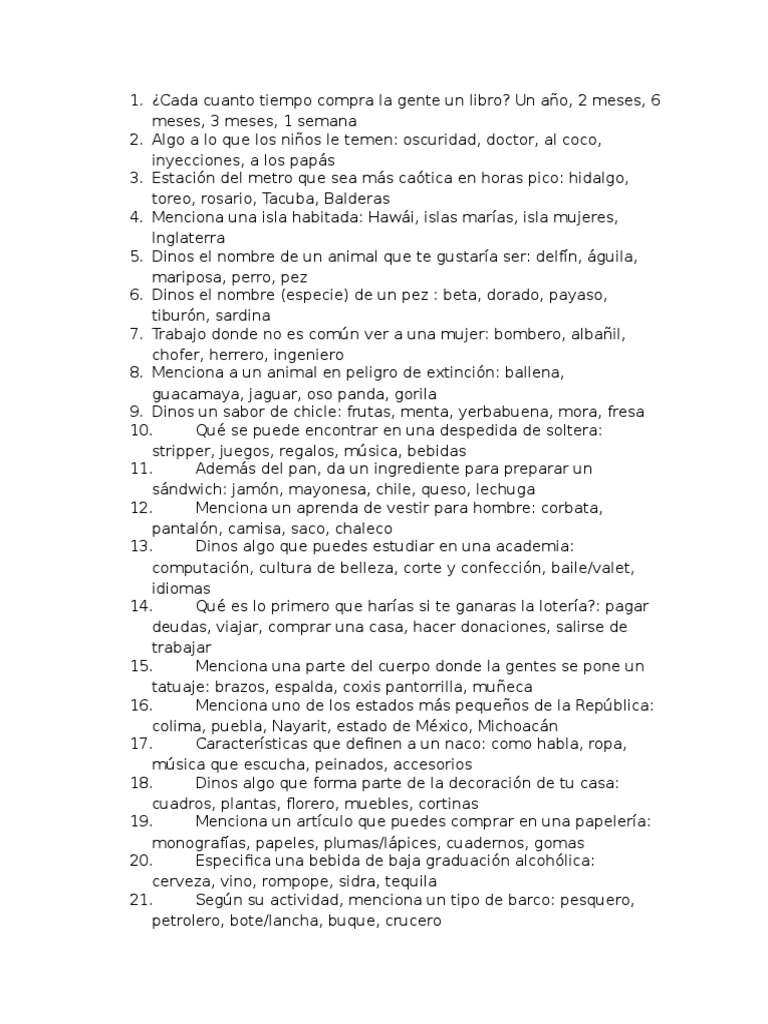 preguntas de 100 mexicanos dijeron