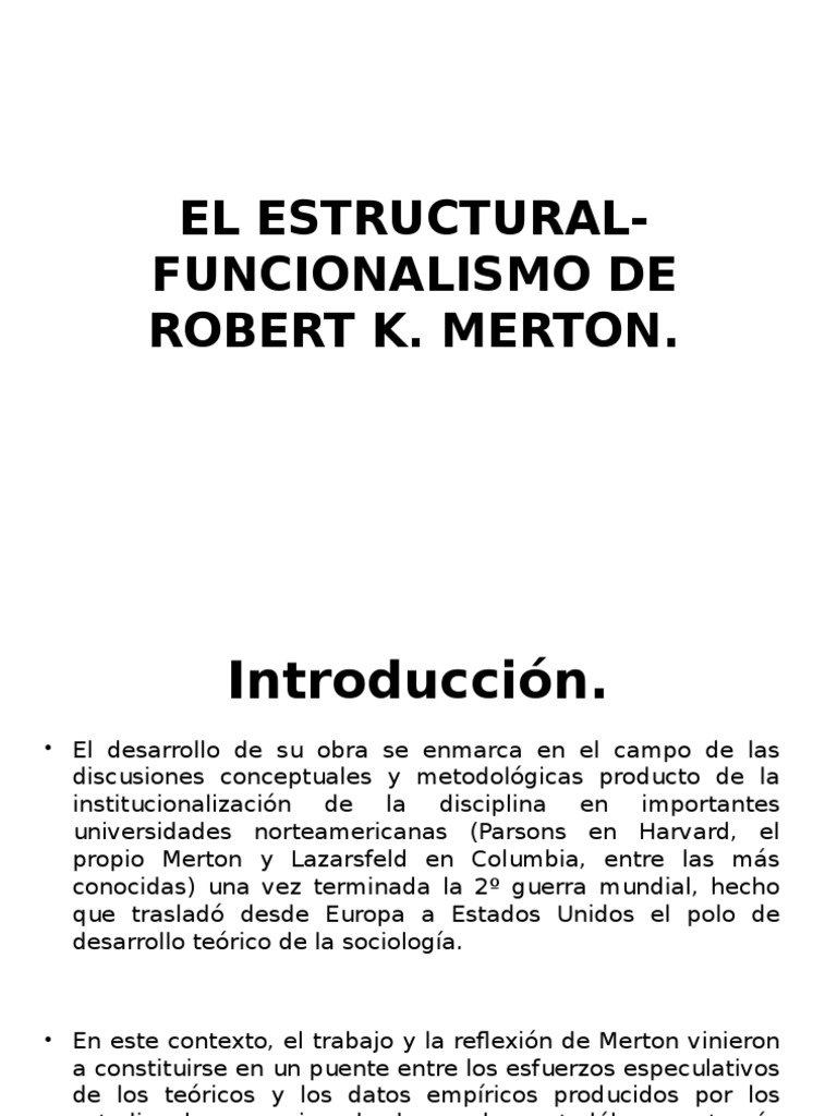 El EstructuralFuncionalismo Merton Teoría Sociología