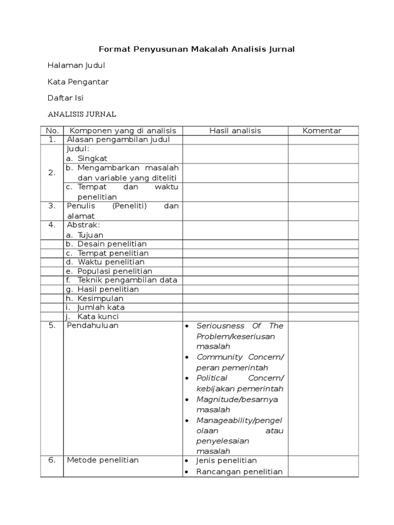 Format Penyusunan Makalah Analisis Jurnal