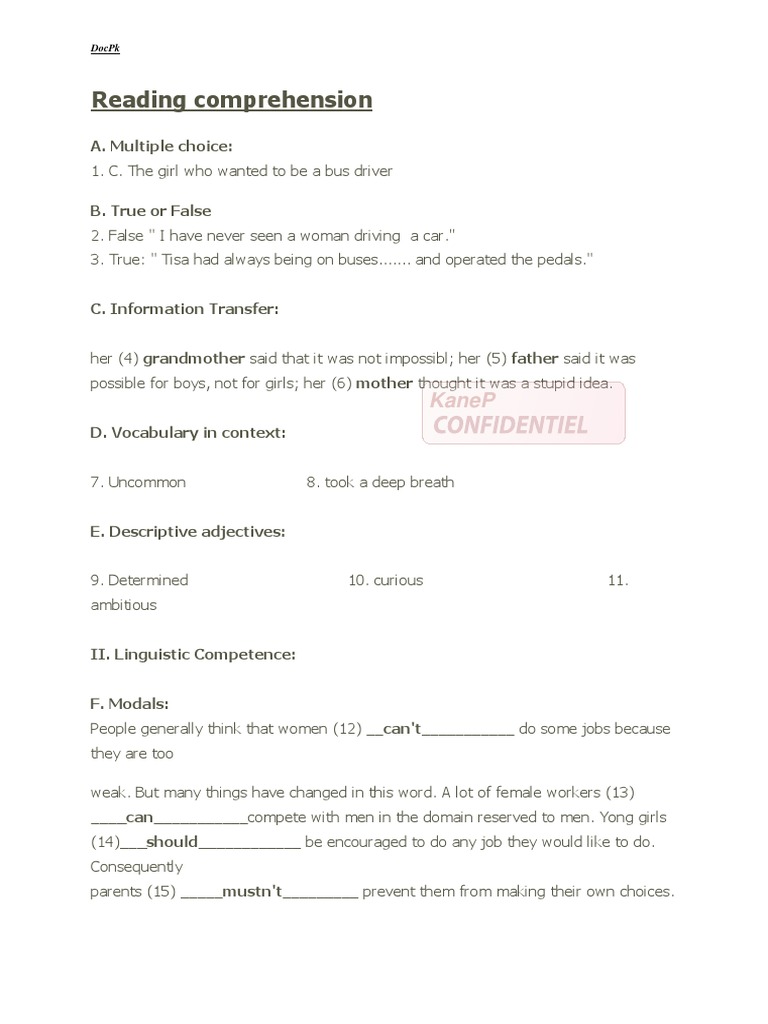 Reading Comprehension | PDF