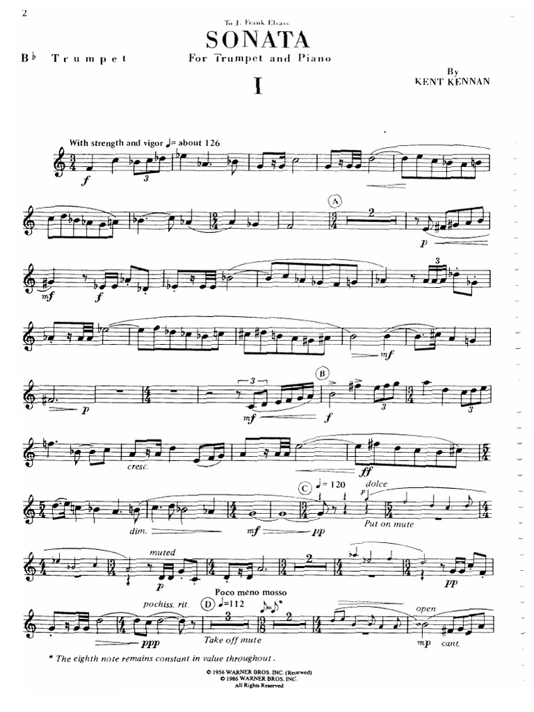 Kennan Trumpet Sonata Per Tromba E Piano Classical Music Entertainment General