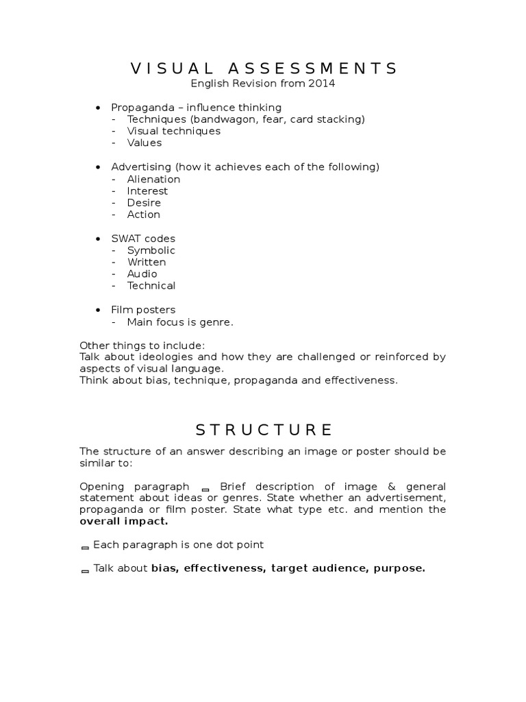 Visual Assessments Revision | PDF