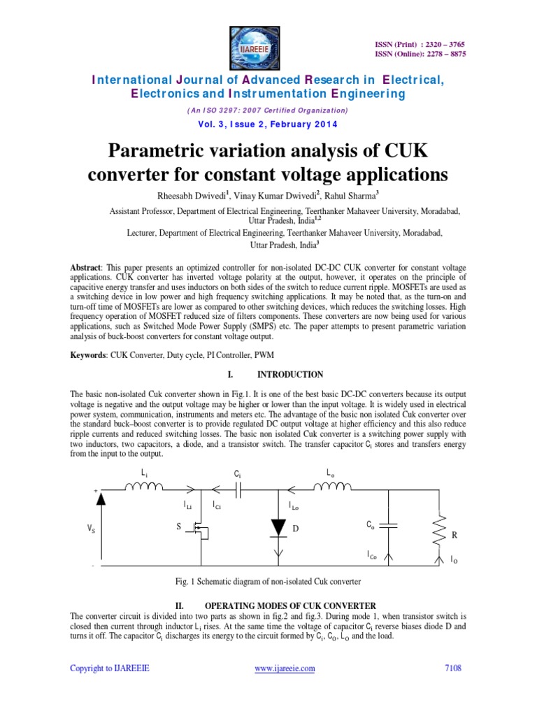 CUK Converter PDF Power (Physics) Electronics