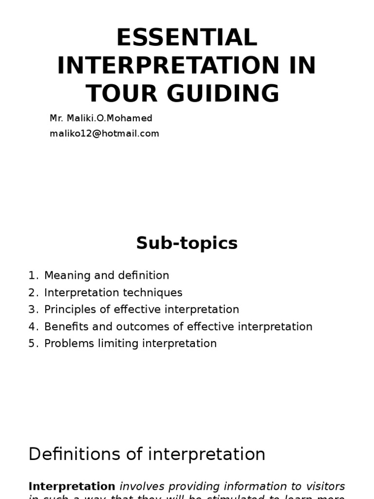 Essentials of Tour Guiding Interpretation | PDF | Attitude (Psychology ...