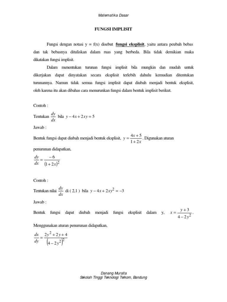 9 Modul Matematika Fungsi Implisit