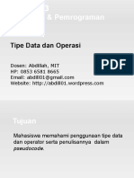 Pertemuan 4 Tipe Data Dan Operasi