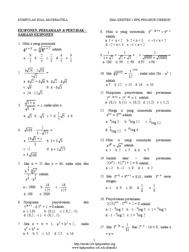 Modul Matematika Kumpulan Soal Akhir Kelas X XI XII PDF