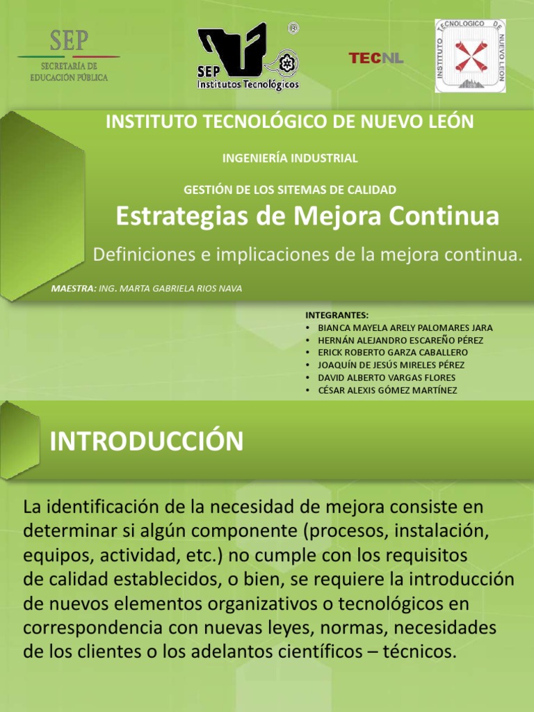 Estrategias para la Mejora Continua | PDF | Gestión de la calidad ...