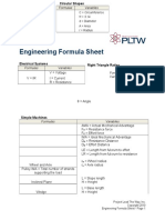 Engineering Formula Sheet: Formulas Variables