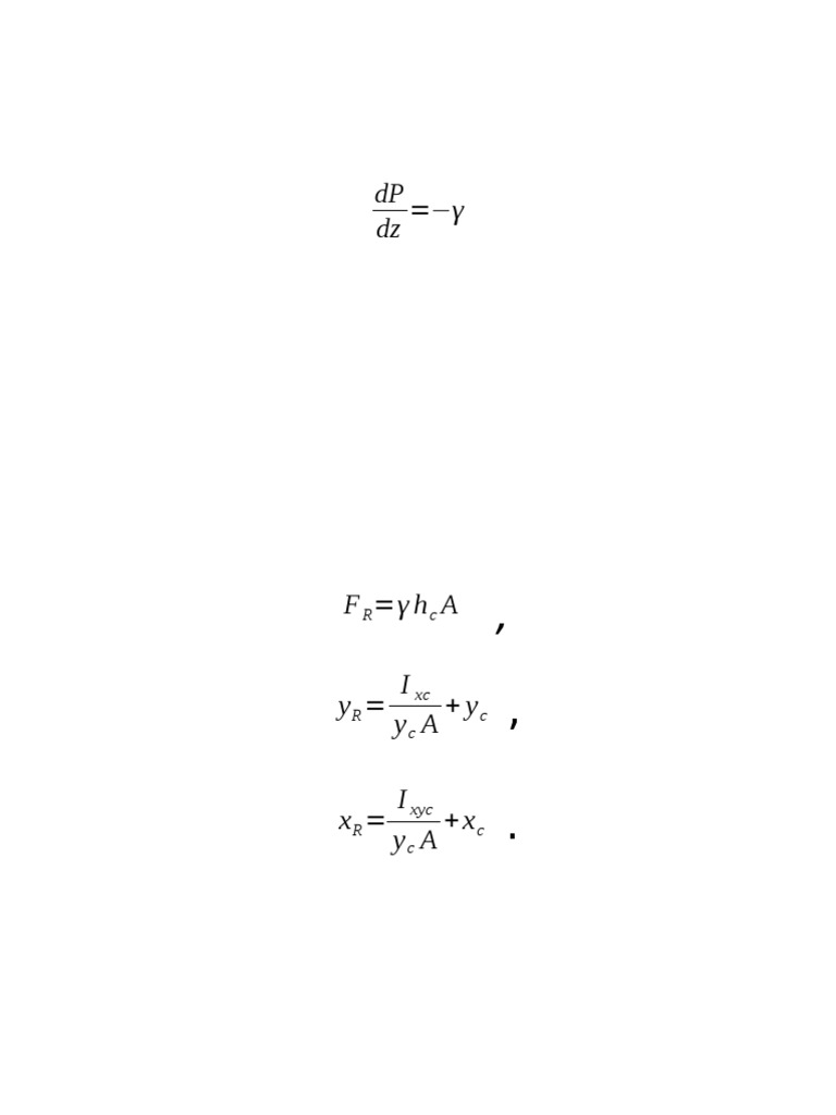 Fluid Dynamics Pressure Equations | PDF