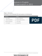 O Level Literature in English Set Texts For Examination in 2012