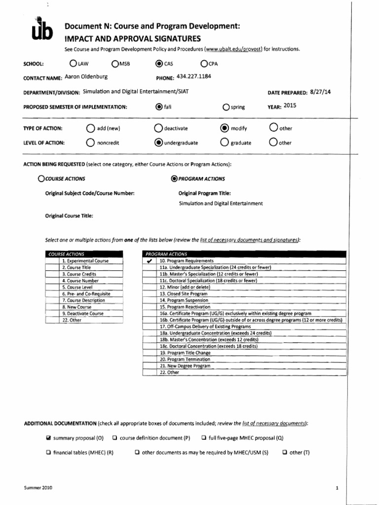 UB Course Change of Courses PDF Academic Degree Computer Graphics