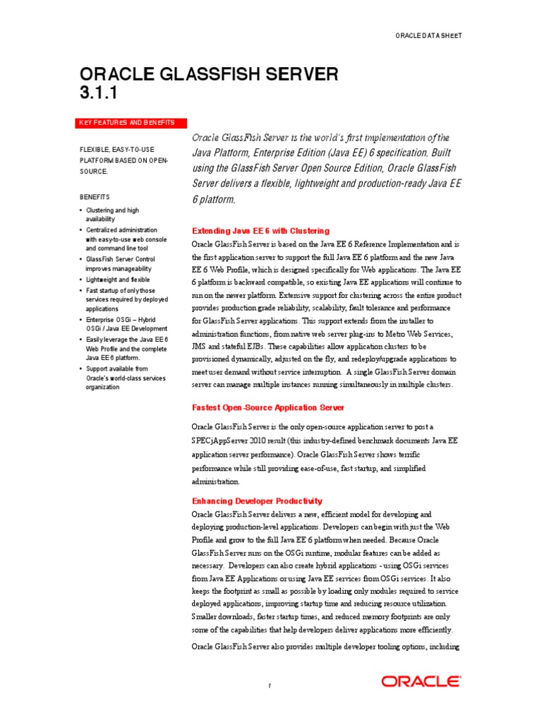 Oracle GlassFish 3.1 PDF Java Platform Java (Programming Language)